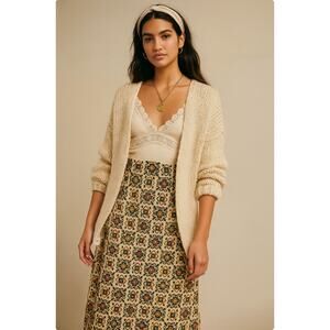 VTG 70s Tapestry Carpet Weight MAXI SKIRT Zip XS Needlepoint Pattern Handmade